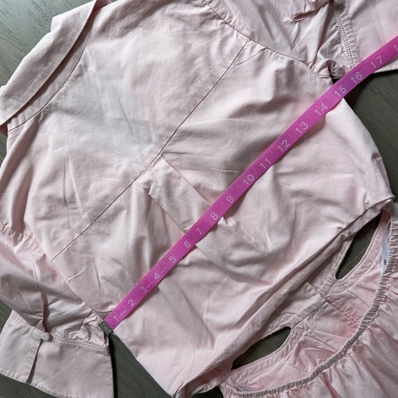 Self-Portrait Pink Cutout Mini Dress Lace Appliqué Shirt Dress - US 0 - Picture 9 of 11